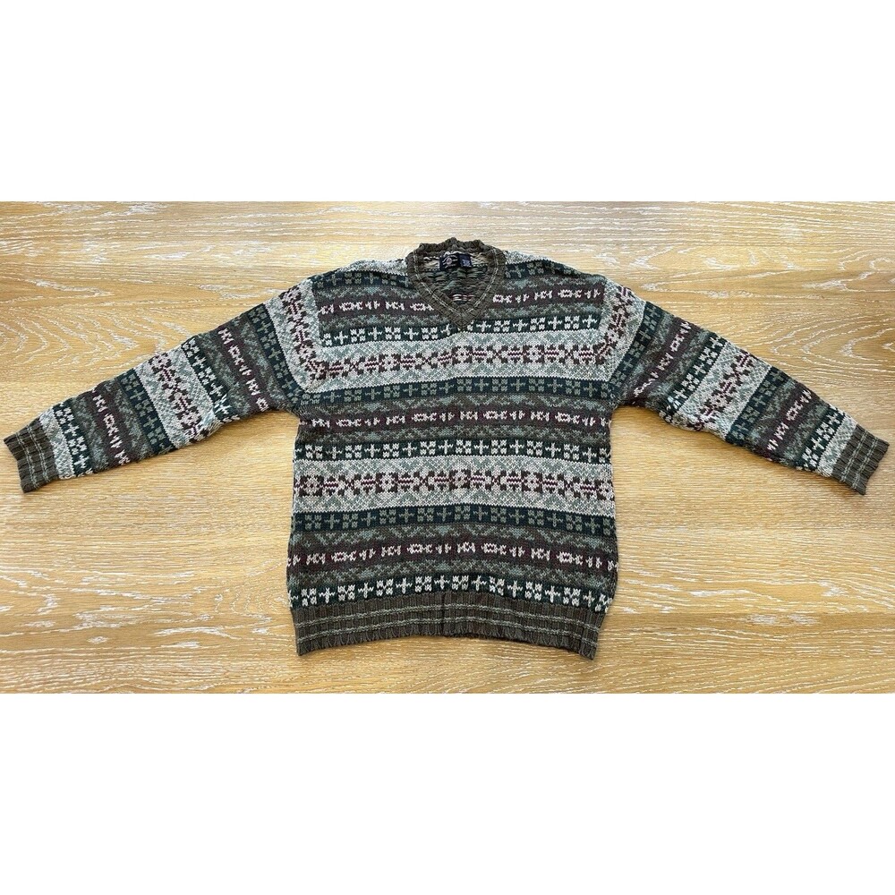 Vintage American Eagle Outfitters Fair Isle Cosby Grandpa Sweater Large Pullover